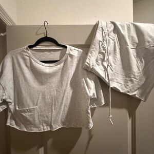 White Cropped Top and Shorts Set